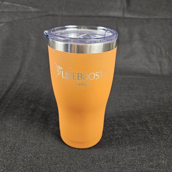 Lifeboost Coffee Travel Tumbler 20oz Hot Cold Mug Lid Hummingbird Orange Commute - Picture 2 of 9